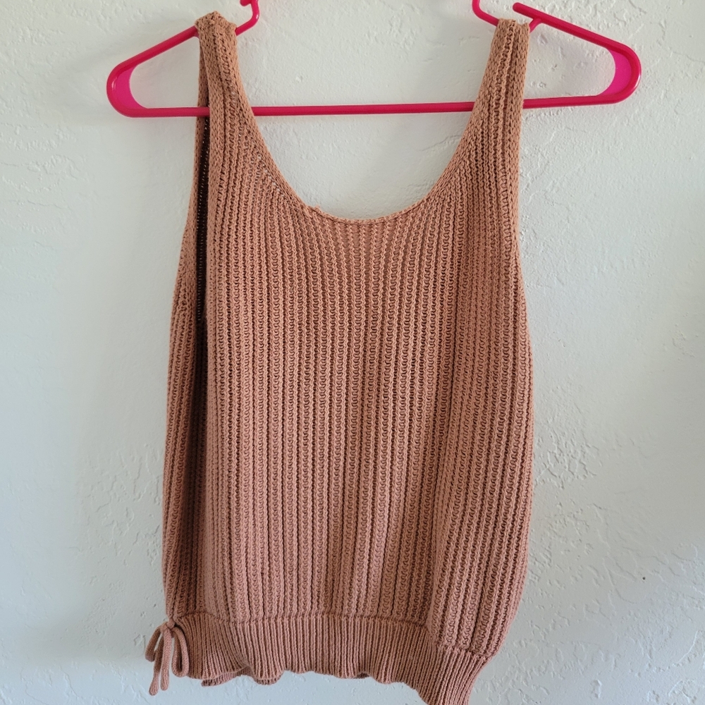 Moon & Madison Camel Knit Backless Sweater Tank